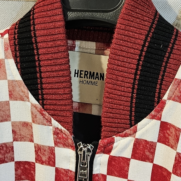 HERMAN MARKET Checkered Bomber Jacket with Embroidery - Picture 4 of 8